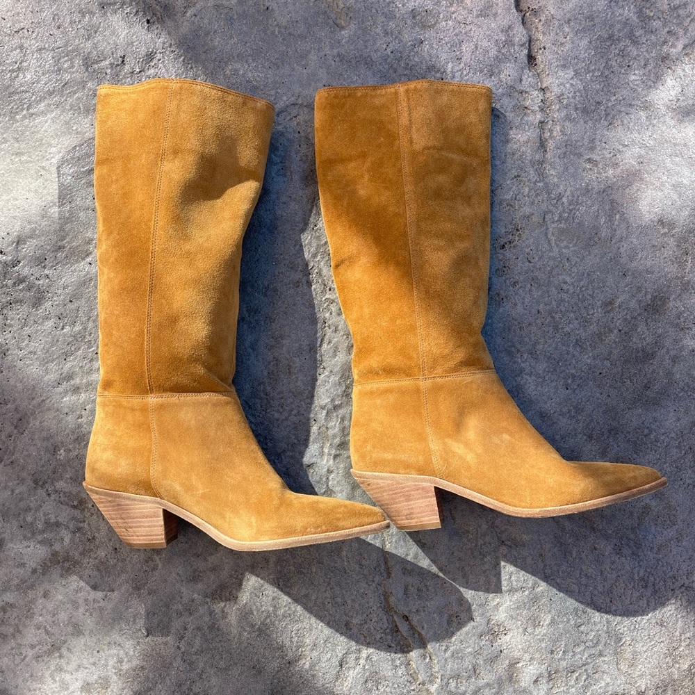 BA&SH Suede boots Tan leather  shops Cowboy - Picture 9 of 10